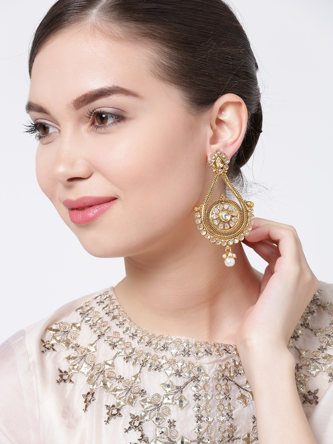 YouBella Gold-Toned Crescent Shaped Chandbalis